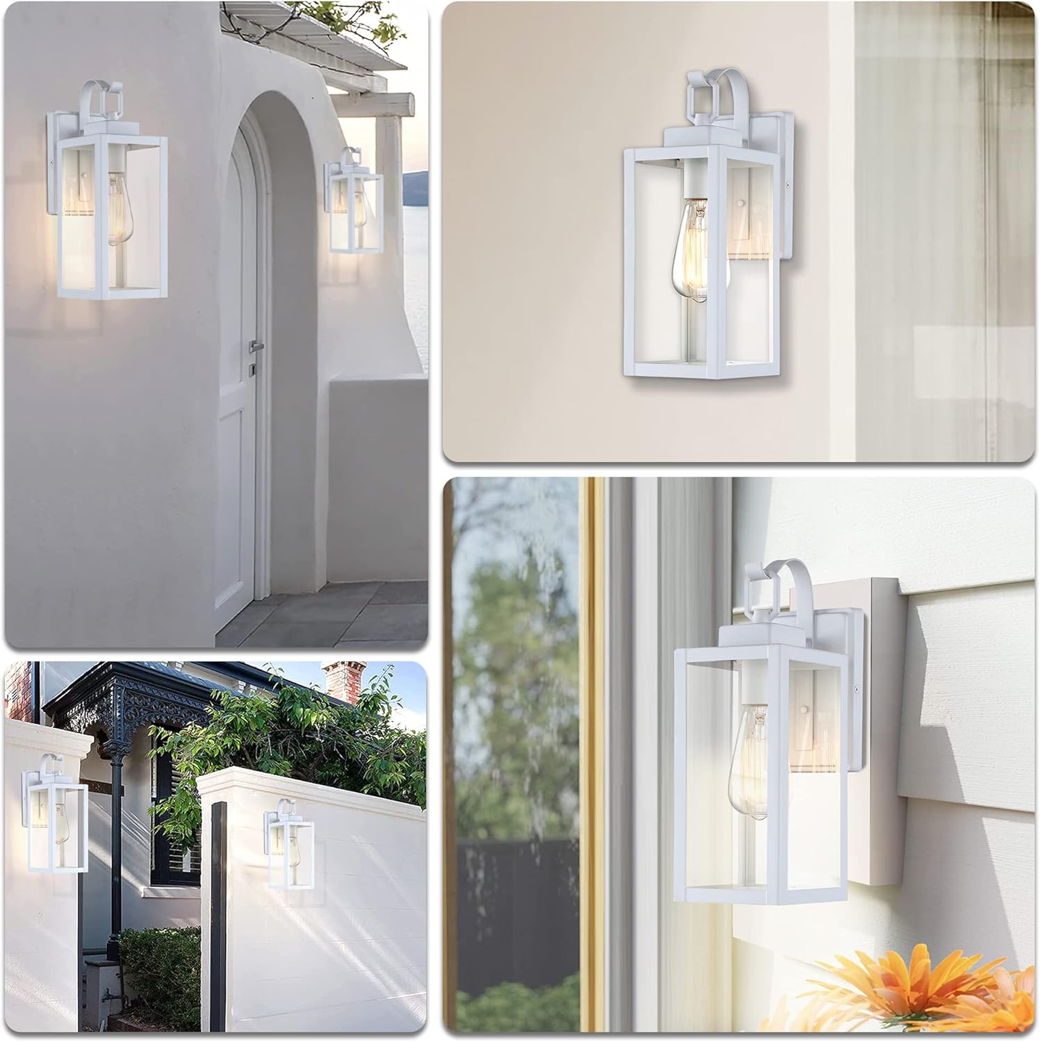 14" Matte White Outdoor Wall Lights for Porch
