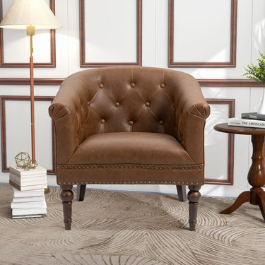 Kathi Faux Leather Barrel Chair Club Chair