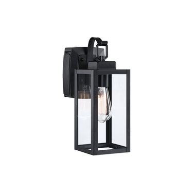Black Exterior Porch Lights Outdoor Lights Fixture Wall Sconce with GFCI Outlet, E26 Base