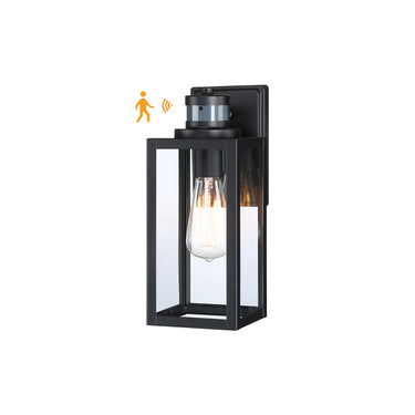 Bessie 1-Light Black Motion Sensor Outdoor Wall Lights Dusk to Dawn Light Fixture