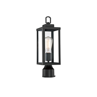 Waterproof Transparent Lantern Head 16.5" High Black Outdoor Post Light