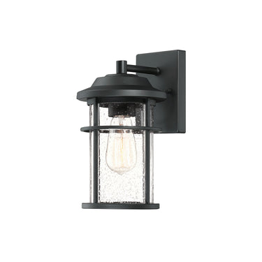 Ciera 13" Outdoor Black Wall Light with Seeded Glass Shade
