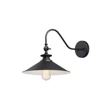 Fia 1-Light Black Outdoor Hardwired Wall Barn Light Sconce Lantern
