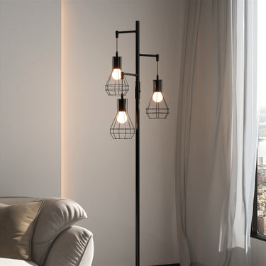 Alisya 65'' Black Industrial Tree Floor Lamp
