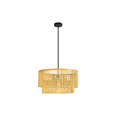 Carmine 2-Tier Bohemian Rattan Drum Hand-Woven Chandelier Light