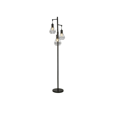 Alisya 65'' Dimmable Black Industrial Tree Floor Lamp with 3 Bulbs Included