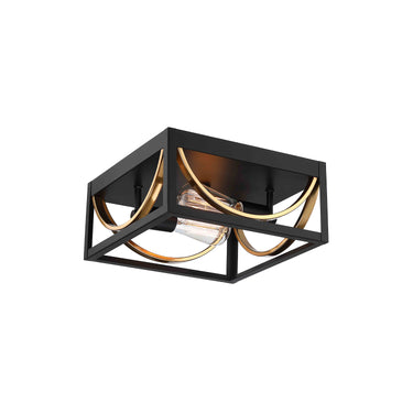 Alexia 12" Flush Mount Ceiling Light Fixture, Black & Gold Close to Ceiling Light