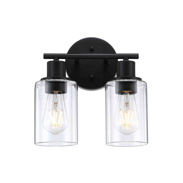 Fiamma 10.44 in. 2-Light Oil Rubbed Bronze Bathroom Vanity Light with Clear Glass Shade