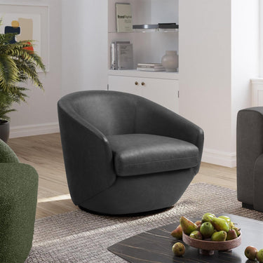 Patricia Faux Leather Swivel Barrel Chair