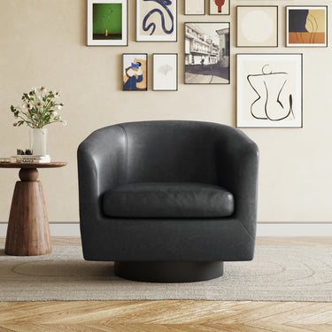 Kaelea Faux Leather Swivel Barrel Chair Extra Large