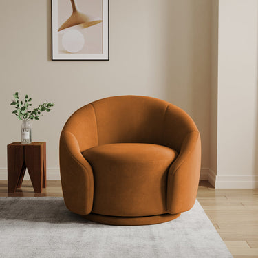 Rose Upholstered Swivel Barrel Chair