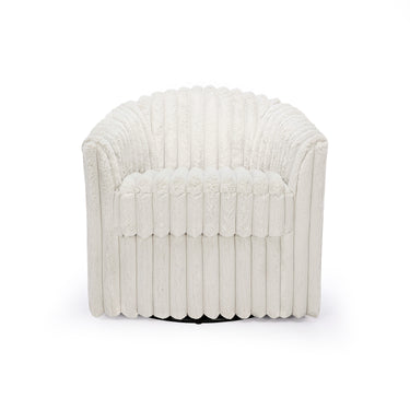 Aunna Upholstered Rabbit Fur Swivel Barrel Chair