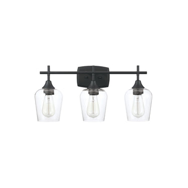 Luka 22.68 in. 3-Lights Matte Black Wall Mount Vanity Light