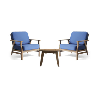 Becca 3-Piece Acacia Outdoor Armchairs & Table Set